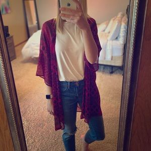 Express Burgundy & Black Kimono